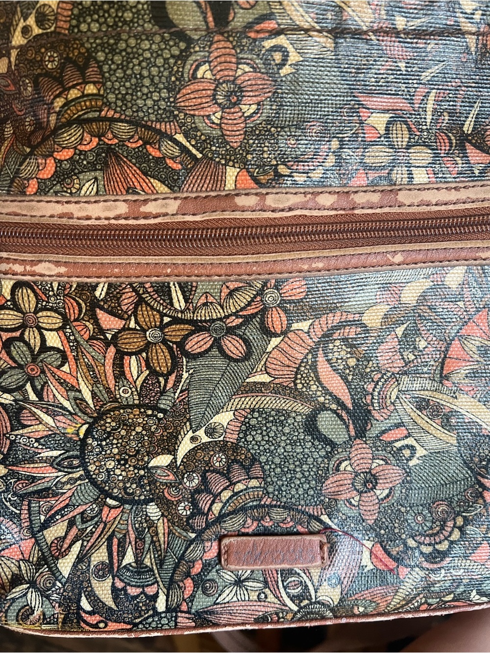Sakroots Floral Zip Crossbody Bag in Pink and Brown
